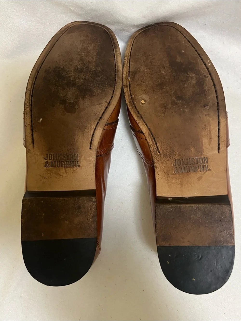 Johnston & Murphy Tan Woven Leather Tassel Loafers